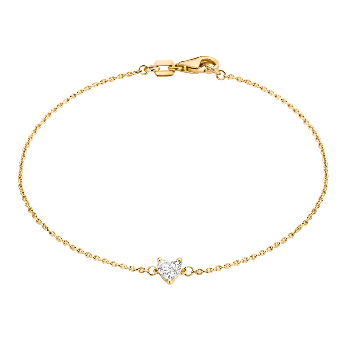 The Coup de Cœur bracelet features an 18K gold chain with a brilliant heart diamond. This diamond bracelet can be adjusted to two different lengths, 6.3" (16 cm) and 6.7" (17 cm).