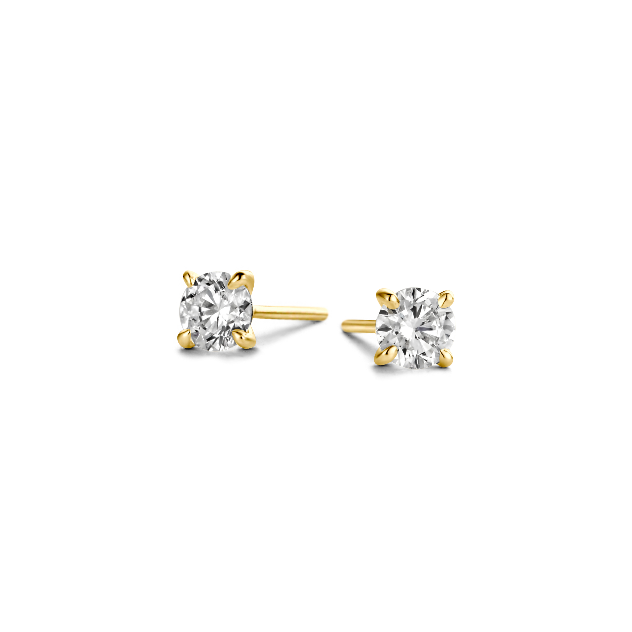 Polished 18k gold is illuminated by a solitaire D color, IF/VVS diamond, the unparalleled quality of which is on full display in a 4-prong setting. Sold as a pair; diamond carat weight refers to the total in the pair of studs. Yellow Gold shown here.